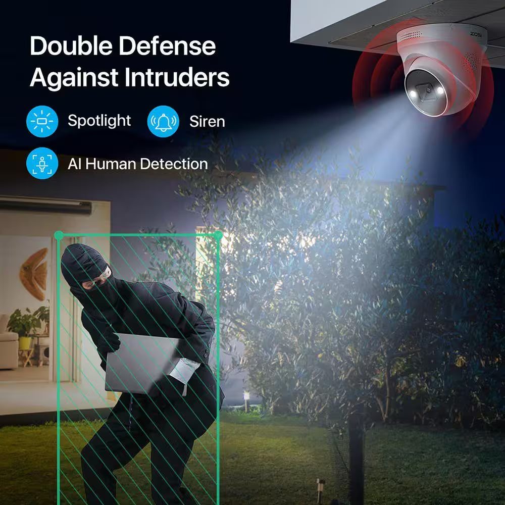 4K UHD 8-Channel 2TB Poe NVR Security Camera System with 8 8MP Wired Spotlight Cameras, Color Night Vision, 2-Way Audio