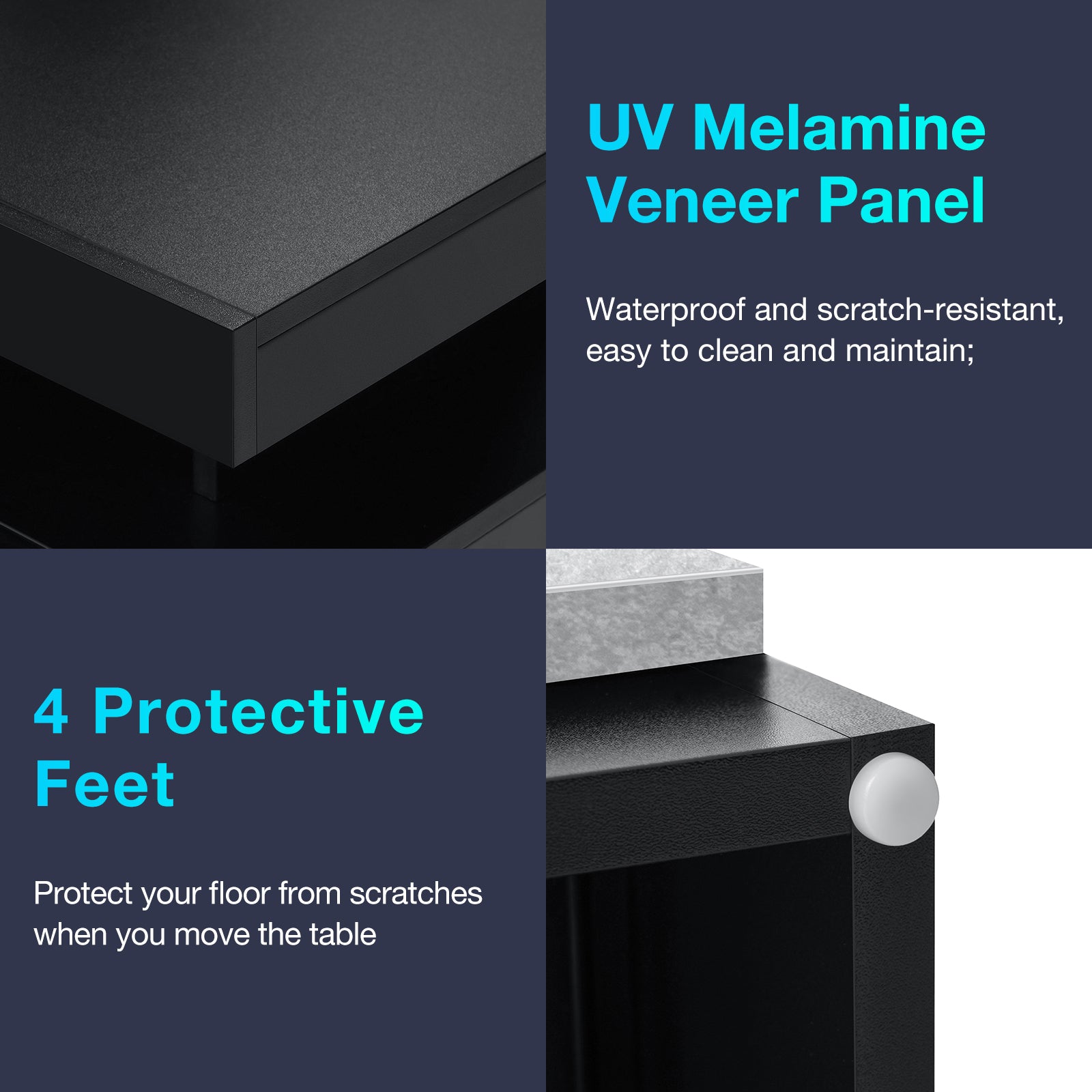 Modern Nightstand Set of 2 LED Nightstand with 15W Wireless Charging Type C USB Port 2 Drawers Bedside Table Storage High Gloss Night Table Gray End Side Table for Bedroom Furniture 22.3" Tall