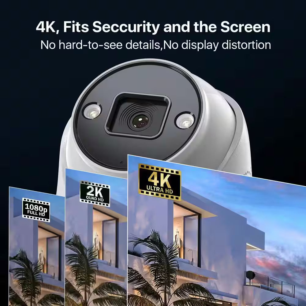4K UHD 8-Channel 2TB Poe NVR Security Camera System with 8 8MP Wired Spotlight Cameras, Color Night Vision, 2-Way Audio